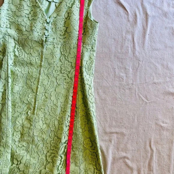 Vintage 60s Women’s 2 Piece Green Lace Dress Matching Cropped Jacket Size S/M - Picture 12 of 14